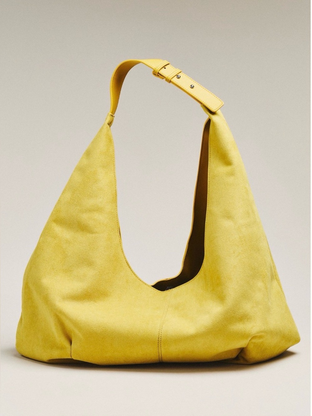 Anthropologie Large Faux Suede Slouchy Tote in Yellow NWT
